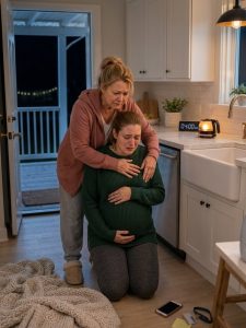 At 4 a.m., my pregnant daughter showed up at my door, barely able to stand, one hand clutching her stomach.“My sister-in-law,” she whispered through tears. “She said my baby didn’t belong in their wealthy family.”

In that moment, something inside me turned to ice.

For twenty years, I had taught my daughter to be gentle.

That morning, I learned gentleness has to know when to step aside.

My name is Evelyn Harper, though almost everyone calls me Evy.

I am sixty-three years old, retired from an ER trauma unit, and I live in a small house past the last mailbox on our road because I thought I had earned quiet.

Quiet was biscuit dough on my counter before sunrise.

Quiet was black coffee burning gently in the pot.

Quiet was frost silvering the kitchen window while the little American flag clipped to my back porch rail snapped softly in the dark wind.

I had spent twenty-seven years under fluorescent hospital lights listening to people beg, bargain, curse, and pray.

I had held pressure on wounds with both hands.

I had looked at mothers and fathers across intake desks and told them to sit down before their knees gave out.

Advertisements
When I retired, I told myself I was done being the calmest person in the worst room.

Then my daughter hit my back porch like a body dropped by grief itself.

The sound was not a knock.

It was a heavy thud, followed by a wet, ragged gasp.

My body moved before my mind did.

I opened the back door and found Maya on her hands and knees on the frozen boards.

She was twenty-six years old, but in that second I saw every version of her at once.

The toddler who used to fall asleep with cereal dust on her cheek.

The twelve-year-old who cried when a classmate called her thrift-store jacket ugly.

The young woman who still said thank you to people who ignored her.

“Mama,” she whispered.

One hand was pressed to her stomach.

The other hand kept slipping against the porch boards because it was shaking so hard.

I did not scream.

Nurses do not scream when the patient is breathing.

We count.

We assess.

We make fear sit down and wait its turn.

I got my arms under Maya and pulled her into the kitchen.

The overhead light made everything worse because light is honest.

Her lip was split.

One eye had swollen almost shut.

Dark marks circled her throat where someone’s fingers had pressed into skin that I had kissed when she was a baby.

When I touched the side of her sweatshirt, she flinched so hard I had to stop myself from making a sound.

“Maya,” I said, keeping my voice low, “who did this?”

She curled both hands around her lower belly.

“Celeste.”

The name landed in my kitchen like broken glass.

Celeste Vanguard was my daughter’s sister-in-law.

Marcus’s older sister.

She was the kind of woman who wore cream coats to hospital fundraisers and used soft words as weapons because soft words left fewer fingerprints.

The Vanguards had never said my daughter was poor.

They were too polished for that.

They called her sweet.

They called her simple.

They called her “a nice girl from a different background,” and every one of those words meant the same thing.

Maya had loved Marcus for three years.

She had stood beside him through residency interviews, packed lunches when he was too nervous to eat, and smiled through dinners where his family discussed charity like it was a hobby and treated her like a receipt someone had left on the table.

She signed holiday cards his mother sent late.

She remembered Celeste’s coffee order.

She believed kindness could earn a place at any table.

Kindness is a beautiful thing until cruel people mistake it for permission.

“Mama,” Maya said, and her voice broke so small I almost missed it over the refrigerator hum. “I’m eight weeks pregnant.”

The room stopped.

The clock above the stove read 4:07 a.m.

My phone sat beside the flour canister.

The county hospital was twenty-two minutes away if the roads stayed clear.

My old blood pressure cuff was in the hall closet.

Clean gauze was in the second drawer to the left of the sink.

My daughter was trying to breathe through pain while protecting a life no bigger than a secret.

“I told her,” Maya whispered.

She stared at the flour dust on my counter because looking at me would make it too real.

“I thought maybe the baby would make them happy. I thought maybe they’d stop looking at me like I stole something.”

I pressed two fingers to her wrist.

Her pulse was fast.

Too fast.

“What happened?” I asked.

Maya swallowed and touched her throat, then winced.

“She said I was trapping Marcus. She said their family didn’t build wealth for generations just so I could breed my way into it.”

My hand tightened around her wrist.

I made myself loosen it.

“She shoved me,” Maya said.

The words came out flat because the body sometimes tells the truth before the mind can afford to feel it.

“Down the stairs. And when I was on the floor, she kept yelling. She kept saying my baby didn’t belong in their family.”

There are sentences a mother hears and survives.

Then there are sentences that make something old and buried open its eyes.

“Where was Marcus?” I asked.

Maya closed her good eye.

That was the answer before she said anything.

“He was there.”

The kitchen light buzzed above us.

Outside, a branch scraped against the siding.

The coffee maker clicked once, done with its simple little job while mine was just beginning.

“He stood at the top of the stairs,” Maya said. “He told me to stop screaming because I was embarrassing him.”

I waited.

“He said I was overreacting.”

I looked at my daughter’s bruised hands.

I looked at the small protective curve of her body.

I thought about every time I had told her to be patient, to be kind, to give people grace, not to answer cruelty with cruelty.

For twenty years, I had raised her to be soft in a world that rewards teeth.

For one ugly heartbeat, I saw myself leaving that kitchen.

I saw myself driving to the Vanguard house.

I saw Celeste’s polished front door, Marcus’s perfect stairwell, and the kind of rage that would feel good for exactly five minutes before it destroyed everything useful.

Then Maya made a small sound.

I came back to myself.

Rage is easy.

Evidence is harder.

Evidence is what survives rich people.

I wrapped Maya in the old quilt from the laundry room and helped her onto the kitchen bench.

Her fingers clung to my sleeve.

“Mom, don’t call the police in their neighborhood,” she whispered. “Please. Marcus said they’d say I fell.”

I believed her.

Not because I thought every officer could be bought.

Because I had worked too many hospital intake shifts to confuse paperwork with justice.

I had seen people with money arrive already telling the room what happened.

I had seen injured women go quiet when the first official question sounded like an accusation.

So I did not dial 911 first.

I washed my hands, dried them on a dish towel, and took three photographs at 4:14 a.m.

One of Maya’s throat.

One of her swollen eye.

One of the dirt and frost still caught under her fingernails.

I wrote the time on a yellow sticky note and placed it beside my retired nurse badge.

At 4:18 a.m., I checked her pupils again.

At 4:21 a.m., I checked her abdomen, her breathing, and the way her body reacted when she shifted.

At 4:24 a.m., I locked the deadbolt.

Maya watched me from the bench with one eye swollen shut and the other full of fear.

“What are you doing?” she asked.

“What I should have done the first time they made you apologize for being hurt,” I said.

I opened the old contacts folder in my phone.

There was a number I had not called in almost eight years.

Arthur.

My brother.

Senior partner at a law firm that handled the kind of families whose last names appeared on hospital wings, scholarship funds, and marble lobby walls.

Arthur had our father’s calm voice and our mother’s memory for insult.

He did not shout.

He did not threaten.

He documented.

He filed.

He dismantled.

At 5:00 a.m., he picked up on the fourth ring.

“Evy?” he said, thick with sleep. “What’s wrong?”

I looked at the flour on my hands.

I looked at the quilt around Maya’s shoulders.

I looked at the marks on her throat.

Then I said the one sentence our father taught us never to waste unless the house was already burning.

“It’s time, Arthur.”

On the other end of the line, my brother went completely silent.

Then he asked, “Is she safe enough to move?”

That was when I knew he understood.

Not the whole story.

Not yet.

But enough.

“Not yet,” I told him. “I’m checking her again before we go anywhere.”

“Good,” he said, and the sleep was gone from his voice. “Do not let her shower. Do not wash the clothes. Put the phone in a paper bag if you need to move it. Photograph the porch boards. Photograph the door. Photograph your hands if there is transfer.”

He paused.

“And Evy?”

“Yes.”

“Get her to the county hospital intake desk under your name. Not theirs. Do not let anyone from that family meet you first.”

Maya’s cracked phone buzzed on the kitchen table.

She flinched so violently the bench scraped the floor.

The screen lit up with Marcus’s name.

Once.

Twice.

Then a voicemail notification appeared.

Arthur must have heard the sound through my phone because he said, “Do not delete anything.”

Maya shook her head.

“No,” she whispered. “Please.”

But I knew that tone in her voice.

It was not only fear.

It was hope dying one more time.

I pressed play on speaker.

Marcus’s voice filled my kitchen, smooth and controlled.

“Maya, if your mother gets involved, this becomes ugly. Tell her you slipped. Celeste is willing to forgive you if you stop making accusations.”

The silence afterward was not empty.

It had weight.

Maya folded over her stomach and made a sound that came from somewhere younger than twenty-six.

“He knew,” she whispered.

Then her face broke.

Arthur did not speak for five seconds.

When he did, his voice was so quiet it made the room feel smaller.

“Write down the time of that voicemail.”

I picked up the pen.

5:06 a.m.

I wrote Marcus’s name beside it.

Arthur said, “Now ask Maya one thing before you leave.”

I looked at my daughter.

She looked back at me as if the answer might decide whether the rest of her life would be pain or proof.

“What?” I asked him.

“Ask her if Celeste touched her phone before she left.”

Maya went very still.

That was the first moment I saw terror turn into memory.

“She did,” Maya whispered. “When I was on the floor. I thought she was just moving it away from me.”

Arthur exhaled once.

“Then there may be more.”

I did not ask what he meant.

I already knew.

Marcus’s voicemail was not the beginning.

It was the first thing they had failed to bury.

I put Maya’s phone in a clean paper lunch bag from the pantry.

I wrote 5:11 a.m. on the outside.

Then I helped her stand.

She nearly collapsed against me.

“Mom,” she whispered, “what if they really say I fell?”

I tucked the quilt tighter around her shoulders.

“Then we will be louder than their lie,” I said.

I drove her to the county hospital with the heater blasting and one hand ready to catch her if she slumped sideways.

The sky was still black.

The road was empty except for mailbox reflectors, frost-white ditches, and a delivery truck idling near the gas station.

Maya held her stomach the whole way.

Every few minutes, she whispered, “I’m sorry.”

I finally pulled into the hospital lot and put the car in park.

“Do not apologize for being hurt,” I said.

She looked at me.

“Not to me. Not to them. Not to anyone.”

At the hospital intake desk, I used my nurse voice.

Not loud.

Not dramatic.

Precise.

My daughter was eight weeks pregnant.

She had been shoved down stairs.

She had visible marks on her throat, facial swelling, rib pain, and abdominal tenderness.

She needed evaluation and documentation.

The woman behind the desk looked from Maya to me, and whatever she saw in my face made her stop typing casually.

A nurse came out in blue scrubs and took Maya back.

I followed until they made me wait.

That hallway smelled like disinfectant and burned coffee.

I had spent half my life in hallways like that.

This was the first time I felt like the walls were closing in on me.

At 6:02 a.m., Arthur called again.

“I’m on my way,” he said.

“You don’t have to drive all the way here.”

“Yes,” he said. “I do.”

By 7:30, Maya had been examined.

The staff documented the bruising.

They noted the swelling.

They recorded her statement.

A hospital intake form became the first official piece of paper the Vanguards could not polish away.

Arthur arrived wearing the same clothes he must have thrown on in the dark: charcoal slacks, navy sweater, no tie, overcoat buttoned wrong.

That was how I knew he was angry.

Arthur only dressed badly when the world had offended him past language.

He hugged Maya gently.

She cried harder at his gentleness than she had at the pain.

“I don’t want to ruin Marcus,” she whispered.

Arthur looked at her for a long moment.

“No,” he said. “You are not ruining anyone. You are telling the truth about what they chose.”

That sentence did something to her.

Not healing.

Not yet.

But it gave her a place to stand.

By midmorning, Arthur had made copies of everything we had.

Photos.

Time stamps.

Voicemail.

Hospital paperwork.

My handwritten notes.

He did not rush.

He did not perform outrage.

He moved like a man setting stones in a foundation.

At 10:17 a.m., Marcus called again.

Arthur looked at the screen and asked Maya, “Do you want to answer?”

She shook her head.

So Arthur let it ring.

At 10:19, Celeste called.

At 10:22, Marcus’s mother called.

At 10:26, a number I did not recognize called twice.

Arthur wrote every time down.

The Vanguards were not worried yet.

They were irritated.

There is a difference.

I knew that difference from emergency rooms.

A guilty person panics.

An entitled person negotiates with reality like it is a waiter who brought the wrong meal.

By noon, Marcus sent a text.

Mom is making this worse. Come home and we can fix it privately.

Maya read it once.

Her face emptied.

“He didn’t ask if I was okay,” she said.

No one answered because there was nothing kind to say about that.

At 12:08 p.m., Arthur told me he had enough for the first move.

“What first move?” I asked.

He looked through the glass wall toward Maya’s room.

“The one that keeps them from deciding the story before she can breathe.”

By afternoon, the Vanguard house had gone from silent to frantic.

Celeste left a message first.

Her voice was clipped, offended, almost bored.

“Maya, this has gone far enough. You know exactly how dramatic you can be. I put my hand out because you were hysterical. If you fell, that is not my fault.”

Arthur saved it.

Marcus’s mother sent a text next.

Your accusations could destroy lives.

Maya stared at that one for a long time.

Then she said, very softly, “Mine almost didn’t count.”

That was the moment I saw my daughter begin to come back.

Not whole.

Not untouched.

But present.

The girl who apologized for being hurt had found the edge of something sharper.

Arthur filed the proper paperwork.

He contacted the right people.

He made sure the hospital record, the photographs, the voicemail, and the statements were preserved before anyone with money could turn them into a misunderstanding.

I will not pretend the rest happened cleanly.

Families like the Vanguards do not collapse in one dramatic scene.

They leak poison first.

They call.

They imply.

They send relatives to ask whether this has to become public.

They use phrases like reputation, future, misunderstanding, and stress.

They ask what it would take to make everyone comfortable.

Arthur answered all of them with documents.

I answered none of them.

Maya had enough to carry.

In the weeks that followed, she slept in my spare room under the quilt from that morning.

She woke at 4 a.m. more nights than she slept through.

She held her stomach through every appointment.

She cried when the baby’s heartbeat filled the exam room because relief can hurt almost as much as fear.

Marcus tried once to come to the hospital.

Arthur met him in the parking lot.

I watched from the window.

I could not hear what my brother said.

I only saw Marcus’s face change.

That was enough.

Celeste did not apologize.

People like Celeste rarely do when apology would require seeing someone else as real.

She denied.

Then she minimized.

Then she blamed Maya for “creating an unsafe emotional environment.”

Arthur read that line out loud in my kitchen weeks later and actually removed his glasses.

That was how I knew he considered it one of the stupidest sentences ever written by an expensive attorney.

Maya laughed.

It was the first real laugh I had heard from her since before that morning.

Small.

Cracked.

Alive.

The legal road was not quick.

It was not satisfying in the way stories make justice satisfying.

There were forms.

Statements.

Calls.

Meetings in hallways.

Days when Maya wanted to disappear because telling the truth over and over made the bruises feel fresh again.

But the truth had paper now.

It had time stamps.

It had hospital intake notes.

It had photographs taken before swelling changed.

It had a voicemail from a husband more worried about embarrassment than his pregnant wife.

The Vanguards had money.

Maya had proof.

And proof is a stubborn little thing.

Months later, Maya stood on my back porch with both hands on her belly.

Spring had softened the yard.

The mailbox at the end of the road leaned the way it always had.

The little American flag on the porch rail had faded at the edges because I had forgotten to replace it.

She looked at the spot where she had fallen.

“I thought that morning was the end of my life,” she said.

I stood beside her with two mugs of coffee.

“It wasn’t.”

“No,” she said. “It was the end of me begging them to let me belong.”

I handed her one mug.

She took it with steadier hands than I expected.

For twenty years, I had raised her to be soft in a world that rewards teeth.

I was wrong about one thing.

Soft does not mean weak.

Soft can learn where to bite.

And the morning my daughter came to my door at 4 a.m., bruised, pregnant, and apologizing for someone else’s cruelty, I finally stopped teaching her to survive by being smaller.

I taught her what my father taught me.

When the house is already burning, you do not whisper.

You open the door.

You call the right person.

And you let the truth walk in carrying every receipt.

