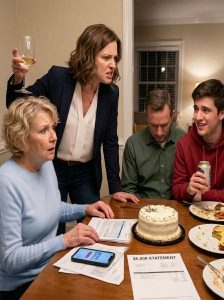 I covered my parents’ utility bills for an entire year — $6,000. At a family dinner, my mom said, “You could do more if you weren’t so selfish.” I lifted my glass and said, “You’ll feel that selfishness when the lights go out.” Her smile vanished…I paid my parents’ utility bills for a full year — $6,000 — and during family dinner, my mother still called me selfish.

She said it with a gentle smile, as if she were simply asking someone to pass the salt.

“You could do more if you weren’t so selfish.”

The table fell silent for half a second before my younger brother, Connor, chuckled into his beer.

My father kept his eyes on his plate.

My name was Olivia Bennett. I was thirty-two, unmarried, working as a payroll manager in Columbus, Ohio, and for the past twelve months, I had been the only reason my parents’ home still had heat, water, internet, and electricity.

Not that anyone sitting at that table acknowledged it.

Mom told relatives she and Dad were “managing fine.”

Dad described retirement as “tight but comfortable.”

Connor, who lived in their basement without paying a cent, called me “the family accountant” as though it were an insult.

The reality was much worse.

A year earlier, Mom had called me crying because the electric company had sent a final warning. Dad’s pension was less than they expected. Connor had “borrowed” money from them again. Winter was approaching. Could I please help, just this one time?

So I helped.

Then one time became every month.

Electricity. Gas. Water. Internet. Phone bundle.

I put everything on autopay because Mom said she was too overwhelmed to remember due dates. Month after month, money quietly left my account while she posted pictures of brunch outings, hair appointments, and presents for Connor’s new gaming setup.

That Friday dinner was meant to celebrate Dad’s birthday.

I brought a cake.

I brought wine.

I even covered the catering bill because Mom said cooking would “destroy her nerves.”

Then, while everyone ate the food I had also paid for, Mom smiled and said I could be doing more.

I stared at her.

“What did you say?”

She gave a dramatic sigh.

“Don’t start, Olivia. I only mean you have no husband, no children, and a good job. Family should matter more to you.”

Connor smirked.

“Yeah, Liv. Must be nice having all that extra cash.”

I looked at him. “You’re twenty-nine and live rent-free.”

His grin disappeared.

Mom snapped, “Don’t attack your brother.”

I gave a soft laugh.

Of course.

He could bleed them dry.

I could keep the lights on.

But I was the selfish one.

I picked up my wineglass.

Everyone’s eyes moved to me.

I raised it slightly and said, “You’ll feel that selfishness when the lights go out.”

Mom’s smile vanished.

Dad finally lifted his head.

“What does that mean?”

“It means I’m done paying.”

Mom blinked as if I had struck her.

“You wouldn’t dare.”

I placed the glass back down.

“I already did.”

Connor leaned forward. “Wait, you canceled the internet?”

I looked at him.

“That’s your first concern?”

Mom’s face went pale.

“Olivia, don’t be cruel.”

I stood up, grabbed my purse, and looked around the table.

“No. Cruel is eating a dinner I paid for while calling me selfish.”

Then I walked out before anyone could ask what else I had stopped.

Part 2
My phone began ringing before I even reached my car.

Mom called first.

Then Dad.

Then Connor, twice.

I ignored every call and drove home in silence, the kind of silence that felt heavier than yelling. For a year, I had carried my parents in secret. I had shielded their pride from relatives, shielded Connor from consequences, and shielded myself from admitting that helping had become an obligation.

That night, I opened my laptop and checked every cancellation.

Electric company autopay: removed.

Gas bill: removed.

Water bill: removed.

Internet and cable: removed.

Phone bundle: removed.

I did not immediately disconnect anything. I only removed my payment information and sent the account logins back to my parents.

Then I wrote one email.

“Effective immediately, I will no longer pay household bills for people who insult me while depending on my money. All future utility payments are your responsibility. Do not contact me unless you can speak respectfully.”

I attached twelve months of statements. $6,147.82. Seeing the exact number made it look even worse than I had expected. Mom replied seven minutes later.

“You are punishing us over one little comment.” I stared at the message. One little comment. Not twelve months without gratitude.

Not years of treating Connor like a fragile prince while treating me like an ATM. One little comment. Dad called at 11:03 p.m. This time, I picked up.

His voice was calmer than Mom’s. “Liv, your mother is upset.” “I’m upset too.” “She shouldn’t have said that.” “No, she shouldn’t have.”

“But stopping the bills is extreme.” “No, Dad. What’s extreme is needing my money and letting everyone mock me.” He sighed. “You know things have been hard.”

“I know. That’s why I helped.” “Then why stop now?” “Because help is supposed to be temporary. Respect should not be.” He went silent. Despite myself, my voice softened.

“I’m not trying to make you suffer. I’m giving you thirty days before most accounts are due. You have time to set up payments.”

Dad whispered, “We can’t cover all of it.” “Then Connor can help.”

The silence afterward told me everything. At last, he said, “Your brother is still finding himself.” “He can find himself a job.” Dad released a sharp breath.

“Olivia.” “No. I’m done pretending he’s helpless.” The next morning, Connor texted. “Internet says payment method expired. Fix it.”

I replied, “No.” He sent, “Mom is crying.” I replied, “Then comfort her.” He sent, “You’re being a psycho.”

I blocked him for the day. The first real consequence came two weeks later. The cable and internet company sent Mom a notice. Then the gas bill came due.

Then the electric company emailed Dad about a balance that would not draft from any account unless he added one. Suddenly, my family wanted to meet. I refused to go to their house.

We met at a diner near the highway. Mom wore sunglasses indoors, which meant she wanted everyone to know she had been crying. Dad looked worn out. Connor arrived late and ordered the priciest burger on the menu before anyone discussed who would pay.

Mom began first. “We need you to turn everything back on.” “No.”

Dad rubbed his forehead. “At least until we figure things out.” “You had a year.” Connor scoffed. “You act like six grand makes you a hero.”

I opened my purse and laid the printed statements on the table. “No. But it proves I wasn’t selfish.” Mom looked at the total, then looked away.

For the first time, she had no quick response.

Part 3
The diner meeting did not end in apologies.

It ended with Mom crying, Dad asking for “patience,” and Connor calling me bitter before realizing I was not paying for his burger.

I left before they did.

Over the next month, my parents tried every possible approach.

Mom sent long messages about sacrifice.

Dad left voicemails saying family should not keep score.

Connor messaged me from a new number, asking whether I was happy now that the Wi-Fi was gone.

I was not happy.

That was the truth.

I was sad. Angry. Exhausted. But underneath all of that, I felt something I had not felt in years.

Free.

My own bills became easier to handle. My savings account began growing again. I stopped waking up on the first day of each month wondering which family emergency would swallow my paycheck next.

Then the lights almost really did go out.

Not because I wanted that.

Because my parents waited until the last warning before taking me seriously.

Dad called me from the utility company parking lot.

“Your mother and I are setting up a payment plan,” he said.

“Good.”

His voice sounded rough.

“Connor is going to start paying rent.”

That caught me off guard.

“Really?” “He doesn’t have a choice.” For the first time in months, I heard something in Dad’s voice that sounded more like shame than entitlement.

“He’s furious,” Dad added. “I’m sure.” “He said you turned us against him.”

“No, Dad. Bills did.” Dad gave a small, tired laugh, then fell quiet. “I’m sorry, Olivia.” I closed my eyes. “For what?”

“For letting your help become invisible.” That sentence struck me harder than I expected. I did not cry while he was still on the phone. But afterward, I did.

Connor found a warehouse job two weeks later. He complained constantly, but he gave Mom two hundred dollars the first month. Mom called it “a miracle.” I called it adulthood.

She did not apologize right away. My mother had too much pride for that. Instead, she began sending smaller messages. “Your father paid the gas bill today.” “Connor covered part of the internet.”

“I made dinner instead of ordering catering.” I ignored most of them, but I read every single one. Three months later, Mom asked if I would come over for Sunday lunch.

I agreed, with one condition.

“No money talk.” She replied, “Okay.” When I arrived, the house looked the same from the outside, but inside, something felt different. Connor was not lying on the couch. Dad was in the kitchen making coffee. Mom had cooked spaghetti herself, and no one mentioned what anything cost.

At the table, Mom cleared her throat. “I shouldn’t have called you selfish.” I studied her carefully. She twisted her napkin between her hands.

“You helped us more than we deserved. I got used to it. That was wrong.” It was not perfect. It did not erase the past year. But it was the most honest thing she had said in a long time.

“Thank you,” I said.

Connor walked in halfway through lunch wearing a work hoodie and looking irritated at the world. He muttered hello, took a plate, and sat down.

No insult. No joke. Apparently, progress could look ugly and still be real. I never started paying again.

Not once. When Dad’s birthday came the following year, Mom hosted a small dinner she could genuinely afford. No catering. No expensive wine. No performance.

I brought a cake because I wanted to, not because guilt had forced me to. After dinner, Dad lifted his glass.

“To Olivia,” he said quietly. “For helping when we needed it. And for stopping when we needed that too.” Mom looked embarrassed, but she nodded.

Connor stared down at his plate.

I smiled, not because everything was repaired, but because for once, everyone at the table understood the truth. The lights above us glowed warm and steady. And for the first time in a year, they were not shining because of me.

