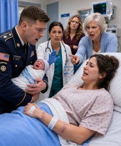 I kept my mouth shut—until military police, child services, and my lawyer walked in behind me. By morning, my mother and sister were in custody, cut out of the inheritance, and locked out of the home they believed was theirs.Part 1
The first sound I heard when I stepped through my front door was my newborn son crying weakly from the nursery.
The second was my mother’s voice.
“Leave him alone. He needs to learn.”
My duffel bag fell from my hand.
Eight months overseas had trained me to notice danger before it fully showed itself. And everything in that house felt wrong.
The air was too hot. The smell of old formula hung in the hallway. Leo’s cries came in thin, exhausted bursts, with long, frightening pauses between them.
Then I saw my wife.
Sophia was on the nursery floor beside the crib, shaking despite the heat. One side of her face was swollen, and there were dark marks on her arms.
“Sophia.”
Her head lifted.
For one second, fear filled her eyes.
Then she recognized me.
“Lucas?”
Before I could reach her, my mother, Eleanor, appeared in the doorway wearing Sophia’s silk robe like she owned it. My sister Audrey came up behind her, holding a glass of wine.
Eleanor folded her arms.
“She needed discipline.”
Audrey gave a bored sigh.
“And the baby is her responsibility. We’re not here to serve her.”
I crossed to the crib and touched Leo’s forehead.
He was burning.
“How long has he had a fever?”
Sophia opened her mouth, but Eleanor answered first.
“Since yesterday. She was making a scene about it.”
Sophia’s voice trembled.
“His temperature was 104. They took my phone. They wouldn’t let me leave.”
Audrey laughed softly.
“You always did choose weak women, Luke.”
I looked at both of them and forced myself to breathe slowly.
Anger makes people reckless.
Calm makes them reveal everything.
“Why is my wife on the floor?” I asked.
Eleanor smiled like she had finally won.
“Because this is my house, and she forgot where she belongs.”
That was her biggest mistake.
The house had never belonged to her.
Three years earlier, after my grandfather passed away, I bought the property through a military family trust. Eleanor had been allowed to stay there under a temporary occupancy agreement.
She had no ownership.
No lease.
No authority over Sophia.
And no right to keep anyone trapped inside.
During my deployment, Sophia’s messages had become shorter and colder. Then, suddenly, they stopped almost completely.
Eleanor told me Sophia was tired, emotional, and avoiding contact.
I pretended to believe her.
In reality, my commanding officer had already helped me arrange an early return and start a welfare investigation.
I lifted Leo from the crib and wrapped him carefully in a blanket.
Audrey stepped into my path.
“Where do you think you’re taking him?”
“To save my son.”
Eleanor narrowed her eyes.
“You need to calm down and hear our side first.”
I looked past them toward the front windows.
Headlights swept across the walls.
“I’ve heard enough.”
Outside, several car doors opened one after another.
Eleanor’s confidence flickered.
Audrey glanced toward the driveway, suddenly alert.
Neither of them knew I had spent the past six weeks gathering bank records, deleted messages, and footage from the nursery camera they believed was broken.
Sophia’s father had also saved frightened emails she had managed to send before they took her phone.
They still looked at me like I was only a soldier trained to follow orders.
They forgot soldiers are also trained to plan.
Part 2
The front door opened.
Captain Ruiz stepped inside with two military police investigators. Behind them came Detective Harris, a child protective services worker, my attorney Naomi Price, and two paramedics carrying emergency bags.
Eleanor’s face went pale.
Audrey recovered first.
“Lucas, this is ridiculous. You brought police into family matters?”
Detective Harris looked at Sophia’s injuries.
“Assault and unlawful imprisonment are not family matters.”
The paramedics rushed to Leo. His temperature was dangerously high, and he was badly dehydrated. One paramedic called for an ambulance while the other checked his oxygen.
Sophia clutched my sleeve.
“Please don’t leave me.”
“I’m not going anywhere.”
Eleanor pointed at her.
“She’s manipulating you. She refused to cook, clean, or help around the house. We were teaching her responsibility.”
Naomi placed a thick folder on the dining table.
“By hurting her?”
“No one hurt anyone,” Audrey snapped.
Captain Ruiz held up a sealed evidence bag.
Inside was the nursery camera’s memory card.
Audrey’s face changed.
I had installed that camera before leaving because Leo was due while I was deployed. It uploaded footage automatically to an encrypted account.
Eleanor had unplugged the router whenever she wanted privacy, not realizing the camera stored recordings locally and uploaded them later when the internet came back.
Ruiz pressed play on a tablet.
The first clip showed Eleanor dragging Sophia by the hair because dinner was late.
The second showed Audrey hitting her while Leo cried in the crib.
Another showed them locking the doors and taking Sophia’s phone.
Then a clip showed Eleanor pouring Leo’s medicine down the sink.
“She was giving him too much,” Eleanor said quickly.
The caseworker checked a dosage log Sophia had hidden inside a diaper box.
“No,” she said coldly. “She was following the doctor’s instructions.”
I turned to Sophia.
“How long has this been happening?”
Her eyes filled.
“Since two weeks after you left. They said you gave them authority over me. They showed me messages from your number.”
Naomi laid several printed records beside the tablet.
“Those messages came from a cloned account created on Audrey’s laptop.”
Audrey backed away.
“You can’t prove I wrote them.”
Naomi didn’t blink.
“We can. Device history, network records, and cloud backups all point to you.”
Eleanor tried to regain control.
“Even if things got heated, Lucas will not destroy his own family.”
I opened the folder.
Inside were copies of my grandfather’s trust documents, Eleanor’s temporary occupancy agreement, and bank records showing that she and Audrey had moved thirty-eight thousand dollars from the household emergency account using Sophia’s forged signature.
Eleanor stared at the papers.
“What is this?”
“The proof that you chose the wrong person to underestimate.”
I pushed the trust deed toward her.
Her eyes dropped to the owner’s name.
Mine.
For the first time that night, the arrogance left her face.
Audrey lunged toward the folder, but Detective Harris caught her wrist before she could grab it. Her wineglass fell and shattered on the floor.
“You forged my wife’s name,” I said. “You stole deployment benefits. You sold her jewelry, canceled medical appointments, and told the neighbors she was unstable.”
Eleanor lifted her chin.
“We deserved something after everything we did for you.”
“You didn’t raise me,” I said. “Grandpa did, after you disappeared for five years. And his instructions were very clear: protect the family that protects you.”
Sophia started crying.
Eleanor did not.
Part 3
The ambulance crew carried Leo outside while another paramedic helped Sophia onto a stretcher.
I kissed her forehead.
“I’ll be right behind you at the hospital.”
Naomi touched my arm.
“Finish this first. Make sure they can never get near her again.”
Eleanor heard her and gave a bitter laugh.
“So you’re choosing that woman over your own mother?”
I looked at her.
“I’m choosing my wife over the people who hurt her.”
Detective Harris ordered Eleanor and Audrey to turn around.
Audrey began screaming as the handcuffs clicked shut.
“You can’t arrest me! I live here!”
“Not anymore,” Naomi said.
She handed both women formal notices ending their occupancy. The agreement allowed immediate removal if there was violence, criminal activity, or danger to a child.
A locksmith waiting outside came in with new locks.
Two officers watched while Eleanor and Audrey were allowed to collect clothing, medication, and identification.
Eleanor paused near the staircase, staring at the family portraits.
“You owe me this house.”
“I gave you safety,” I said. “You turned it into a prison.”
She lowered her voice.
“Drop the charges, and I’ll forgive you.”
For the first time all night, I nearly laughed.
Naomi opened another envelope.
My grandfather’s trust included conditional inheritances for Eleanor and Audrey. They could only receive their shares if they avoided felony convictions and financial abuse against another beneficiary.
Sophia and Leo were beneficiaries.
The recordings and forged transfers had triggered an immediate suspension. A judge would make the final decision, but the funds were already frozen.
Audrey’s face went white.
“My inheritance?”
“You traded it,” I said, “for thirty-eight thousand dollars and the satisfaction of hurting someone who couldn’t fight back.”
Eleanor moved toward me, but Detective Harris stopped her.
“You planned this,” she hissed.
“No,” I said. “You planned it. I documented it.”
At the hospital, doctors treated Leo with fluids and medication. Sophia had a concussion, cracked ribs, and deep bruising, but they told us she would recover.
When she woke, I was sitting beside her with Leo sleeping safely against my chest.
Her first question was barely a whisper.
“Are they gone?”
I took her hand.
“Forever.”
By sunrise, Eleanor and Audrey had been booked on multiple charges, including assault, child endangerment, unlawful imprisonment, identity theft, forgery, and financial exploitation.
Emergency protective orders barred them from contacting us.
Six months later, both accepted prison sentences after the video evidence destroyed their defense.
The trust court disinherited them and redirected the forfeited money into Leo’s education account and Sophia’s recovery fund.
Eleanor wrote to me twice from prison, demanding forgiveness.
I sent both letters back unopened through Naomi.
Audrey tried to sell her story online, but the platform removed it after Sophia’s attorney provided court records and footage. Their friends stopped answering their calls.
The women who had once mocked Sophia as weak finally learned the cost of cruelty.
They lost their freedom.
Their money.
Their home.
Their family.
I left active deployment duty and transferred to a training command close to home.
Sophia started counseling, then later created a nonprofit to help military spouses recognize financial control and domestic abuse.
On Leo’s first birthday, sunlight poured through the nursery windows.
Sophia stood beside me, smiling without fear for the first time in a long time.
The house was quiet again.
Not the silence of terror.
The silence of peace.