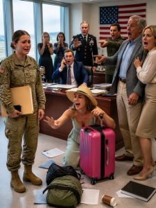 While I was deployed in Texas, my stepfather called me to brag. “I’ve sold your father’s cabin to pay off our debts—and fund Emily’s trip to Hawaii!” he laughed. I didn’t lose my cool; I just calmly said, “Thanks for the update.” He thought I was completely helpless. But the smirk wiped off his face a moment later when his own broker screamed over the phone, “W-wait… whose name is on this hidden deed?!”Part 1: The Call About the Cabin
My stepfather called me at 5:42 in the morning while the Texas sun was just beginning to bleach the sky.
I was outside a maintenance tent at Fort Bliss, dust on my boots, sweat drying under my collar, and a paper cup of black coffee cooling in my hand. The air smelled of diesel, hot rubber, and desert wind. I remember every ordinary detail because I needed something steady to hold on to when Victor Pike’s voice came through the phone.
“I sold your father’s cabin,” he said.
For a moment, I thought I had misheard him.
The base was already awake. A generator coughed behind the tents. Humvees rolled past, throwing yellow dust over my sleeves. Someone shouted about a missing wrench. Someone else laughed near the motor pool.
Then Victor kept talking.
“Your old man’s shack in the woods is gone. Signed yesterday. We needed the money. My debts were getting ugly, and Brianna deserves one decent vacation before college. We’re going to Maui.”
My fingers tightened around the coffee cup until the lid popped loose.
Then he chuckled.
“And those dusty medals he left in the display case? I tossed them. Nobody wants that junk.”
My father’s medals.
My father’s cabin.
My father had built every wall of that place with his own hands.
For a moment, the desert went silent inside my head. I saw cedar boards stacked in his old truck. I saw his flannel shirt covered in sawdust. I saw him kneeling beside me when I was twelve, guiding my hands across a pine plank and saying, “Slow work lasts, Elena. Rushed work falls apart.”
My name is Elena Calder. I was thirty-two, an Army intelligence officer, trained to stay calm when bad news hit. I had briefed commanders under pressure, read satellite imagery while sirens screamed, and learned to breathe through panic.
But nothing prepared me for hearing my stepfather laugh while selling the last piece of my dead father.
Before I could answer, I heard a rustle.
Then my mother’s voice came on.
“Elena,” she said, already sounding tired of me. “Don’t make this dramatic.”
That was when the real wound opened.
“Mom,” I said carefully, “tell me he’s lying.”
She sighed.
Not cried.
Not apologized.
Sighed.
“You’re in the Army. You live wherever they put you. What do you even need a mountain cabin for? Victor has been under terrible pressure. Brianna has had such a hard year. Sometimes family means sacrifice.”
Sacrifice.
That word struck harder than Victor’s entire speech.
My mother never asked what I had sacrificed. Not birthdays. Not holidays. Not the nights spent far from home, eating cafeteria meals under fluorescent lights. She only knew how to count what I could give them.
“I have to go,” she said. “Don’t call and upset everyone.”
Then the line went dead.
A younger version of me would have begged for an explanation. She would have wondered why her mother could give away her father’s legacy like spare furniture. She would have cried in a bathroom stall and still called back to apologize.
That girl was gone.
I set the coffee down on a crate, my hand steady now.
Too steady.
Then I walked toward the operations building.
For ten years, Victor had called that cabin a shack. For ten years, my mother had told me to keep the peace. For ten years, I stayed quiet because my father taught me that the strongest walls were the ones nobody noticed until the storm came.
But Victor did not know something.
When my father died, I did not inherit only grief.
I inherited instructions.
And because he trusted people only after paperwork proved they deserved it, he had built more than a cabin in those woods.
He had built a legal fortress.
I opened my encrypted laptop and sent a secure message to Sloane Mercer, a Denver attorney with a knife-sharp voice and a habit of winning cases other lawyers feared.
Subject: Citadel Trigger.
I typed one sentence.
They tried to sell the cabin. Begin enforcement.
My thumb hovered over the key.
Once I sent it, there would be no family meeting. No tears around a kitchen table. No pretending Victor misunderstood. No letting my mother bury the truth under the word sacrifice.
I pressed enter.
The message disappeared.
And somewhere in Colorado, ten years of silence began turning into a weapon.
Part 2: The Thanksgiving I Never Forgot
The first time Victor humiliated me in front of the family, I was eighteen and still believed my mother might choose me if the choice became obvious enough.
It was Thanksgiving night in Colorado Springs. The dining room smelled of roasted turkey, cinnamon candles, and expensive bourbon. My mother had polished the silver until it shone beneath the chandelier. Brianna wore a pale pink sweater and a necklace my mother once said was too grown-up for her.
I sat at the end of the table with a thick envelope beside my plate.
West Point.
Full appointment.
Every mile I had run before sunrise, every exam I had taken with shaking hands, every night spent studying while the house slept—it all lived inside that envelope.
I waited for my mother to say something.
She did not.
Victor stood instead.
He tapped his fork against his glass. The room quieted. His face was flushed from drinking.
“A toast,” he announced. “To Elena, who got herself accepted into a fancy military school so taxpayers can teach her how to follow orders.”
Some relatives laughed because people laugh when cruelty wears a smile.
Brianna covered her mouth, but not enough to hide it.
I looked at my mother.
She looked down at her plate.
Victor lifted his glass.
“Try not to come back thinking you’re better than us.”
Then he reached into his jacket and pulled out a small blue velvet box.
Brianna gasped.
“For my girl,” he said.
My girl.
He opened the box and pulled out a silver necklace with a bright stone pendant. Brianna squealed. My mother smiled with wet eyes. Victor clasped the necklace around Brianna’s neck like he was crowning a princess.
Then he returned to his seat, pulled out a plain white envelope, and flicked it toward me.
Inside was a fifty-dollar bill.
“Get yourself warm socks,” he said. “New York gets cold. Wouldn’t want our little soldier freezing.”
I stood.
My chair scraped across the floor, loud enough to kill the laughter.
I did not throw the money at him. I did not cry. I picked up my West Point envelope, walked down the hall, and closed my bedroom door.
Two minutes later, my mother came in.
I thought she had come to comfort me.
Instead, she stood near the light switch with her arms crossed.
“He was joking,” she said. “You make everything so stiff. Why can’t you let one dinner be peaceful?”
“I earned this,” I said, holding up the envelope.
“I know,” she snapped softly. “But not everything has to be about you.”
That was when I understood silence could be a side.
My mother had chosen hers.
I left through the back door.
Snow was falling over the yard. I stood there without a coat until the cold sank through my shirt.
A spark glowed near the end of the porch.
Abel Kincaid, my father’s oldest Army friend, leaned against the railing with a cigarette between his fingers. Everyone called him Bear because he was built like one and spoke only when words were worth the air.
He looked at me, then at the envelope.
“He made a fool of himself in there,” he said.
It was the first true thing anyone had said all night.
Bear reached into his coat and handed me a small leather book. The cover was cracked. The pages smelled of smoke and old paper.
“Meditations,” he said. “Your dad carried it for years.”
I ran my fingers over the worn spine.
Bear took one last drag and flicked the cigarette into the snow.
“Your father knew wolves when he saw them,” he said. “That’s why he built walls.”
At the time, I thought he meant the cabin.
Years later, I realized he meant me.
That winter, two weeks before I left for West Point, Bear drove me to an old brick law office in Denver. I signed papers I barely understood then. Sloane Mercer was younger, but her eyes were already sharp enough to cut glass.
“This is not emotional,” she told me. “This is structural. Your father planned for bad actors.”
I remembered those words at Fort Bliss while waiting for her reply.
My secure phone rang once.
I answered.
Sloane did not say hello.
“I pulled the Calder Citadel file,” she said. “Elena, whoever tried to sell that property just walked into a bear trap.”
Part 3: The Trap My Father Built
Sloane had two voices.
One was dry and amused, used when expensive men underestimated her. The other was flat and surgical, used when someone had already lost and did not know it yet.
That morning, I heard the second one.
“Read it,” I said.
Paper shuffled.
“Section Four,” she began. “No sale, transfer, lien, lease over ninety days, equity loan, or title alteration may occur without the physical presence and notarized wet signature of Elena Calder. Any attempt to represent otherwise constitutes intentional fraud.”
I closed my eyes.
My father’s voice seemed to rise behind hers.
Slow work lasts.
“What did Victor sign?”
“A seller affidavit claiming sole authority through your mother’s marital interest.”
“My mother has no sale authority.”
“She has a life estate only,” Sloane said. “She can live there. She cannot sell it, borrow against it, or use it as collateral. Your father made that painfully clear.”
“So he lied.”
“He lied in ink,” Sloane said. “That’s my favorite kind.”
I looked through the window at soldiers loading gear beneath a bright desert sky.
“What happens now?”
“I freeze escrow. I notify the buyer’s lender that they are financing a fraudulent transaction. I give the broker a choice between cooperating with us or becoming a defendant. Then I send Victor Pike a letter that ruins his morning.”
“Make it worse than that.”
A pause.
Then Sloane said, “Gladly.”
After the call, I requested emergency leave from my commander. I said only that it involved attempted property theft tied to my deceased father’s estate. The colonel’s jaw tightened enough to tell me he understood.
My leave was approved in under ten minutes.
I did not shower before I left.
I wanted the dust on me.
I wanted every mile of desert and every trace of the life my mother dismissed to walk into that apartment with me.
The drive from El Paso to Colorado Springs stretched across heat, flatland, truck stops, and bad coffee. My mother kept calling. I let every call die.
By the time I reached my temporary apartment in Colorado Springs, the sky was dark blue and my shoulders ached from gripping the wheel.
Victor had a key because my mother had insisted years ago that family should be able to check on family.
I stood in the living room in my dusty uniform and waited.
He arrived twelve minutes after Sloane’s legal notice hit his inbox.
The door opened. Victor stepped inside wearing a wrinkled blazer and the same smug look he had worn at every Thanksgiving, every birthday, every conversation where he mistook my silence for surrender.
Then he saw me.
“Well,” he said, recovering badly. “Look who decided to come home and throw a tantrum.”
I said nothing.
He shut the door too hard.
“You know what your little lawyer stunt did? We had a buyer. We had money coming. Your mother has been crying all day because of you.”
Still, I said nothing.
Victor hated silence. He needed anger so he could twist it into proof that everyone else was unstable.
So I gave him none.
He paced near the kitchen island.
“You think a uniform makes you special? You run off, leave your mother with bills, then act shocked when adults make decisions.”
I let him wear himself out.
Finally, I opened my laptop and turned the screen toward him.
I pressed play.
Sloane’s recorded call with the broker filled the room.
“Mr. Pike stated he had full legal authority,” the broker said, voice shaking. “He signed an affidavit. He told us Ms. Calder had abandoned any claim to the property. We were not aware her signature was required.”
I stopped the recording.
For the first time in my life, Victor understood the room did not belong to him.
“You have two choices,” I said. “Call the broker tonight and cooperate fully with my attorney, or by nine tomorrow morning, the district attorney receives the affidavit, the recording, and a criminal complaint.”
His eyes narrowed.
“You would do that to your mother?”
“My mother did this to herself when she handed you my father’s house.”
I pointed to the door.
“Get out.”
Victor searched for the old Elena—the girl who absorbed insults, the daughter who apologized to keep her mother calm.
He did not find her.
He left without another word.
But by nine the next morning, my phone was still silent.
Victor had chosen war.
Part 4: The Public Lie
At 9:01 a.m., I sent Sloane one word.
Execute.
By 9:07, the broker received a cease-and-desist order strong enough to quiet his entire office.
By 9:14, the lender froze every pending movement of money.
By 9:22, escrow was locked.
By 9:30, Victor Pike’s dream of turning my father’s cabin into a Hawaiian beach photo had collapsed.
People like Victor panic when money stops moving.
People like my mother panic when truth starts moving.
Brianna panicked the way people her age often do.
She posted.
At 10:03, my phone began buzzing. Brianna had written a long public post about family betrayal, using a filtered picture of herself, my mother, and Victor standing on the cabin porch the previous summer.
The porch my father built.
In her version, Victor was a hardworking father drowning in debt. My mother was a fragile woman abandoned by her cold military daughter. Brianna was the innocent sister losing her chance at one normal family trip because I cared more about property than people.
She called the cabin an old unused house.
She called me heartless.
Relatives called me selfish. Neighbors said my father would be ashamed. A woman from my mother’s church wrote that military service should teach humility, not greed.
Then I saw my mother’s comment.
I wish my girls could stop fighting and remember we are family.
My girls.
As if Brianna and I had both misplaced a sweater.
As if a forged affidavit and my father’s stolen legacy were just a sisterly argument.
I set the phone down.
Moments like that clarify things. They strip away the excuses. My mother was not confused. She was not trapped. She was not trying to survive Victor.
She was protecting him.
Again.
I forwarded the screenshots to Sloane.
Her reply came three minutes later.
Beautiful. Defamation and evidence consciousness in one package.
By noon, she had sent the buyer’s agent the public post, the false statements, and the legal timeline. The buyers withdrew before lunch. The broker, terrified of losing his license, turned over emails where Victor repeatedly claimed I had “signed away everything years ago.”
He had not only lied.
He had planned.
That afternoon, Bear arrived at my apartment in an old green Ford truck and carried in a dented metal footlocker like it weighed nothing.
“Your dad gave me this before his last deployment,” he said. “Told me to hold it until you needed more than memories.”
My throat tightened.
“What is it?”
“The kind of thing a careful man leaves behind.”
He handed me a small brass key and left, because Bear did not hover around other people’s pain.
Inside the footlocker were folded uniforms, a triangular flag, photographs, and a sealed envelope with my name written across the front.
Elena.
My father’s handwriting hit harder than Victor’s call.
The letter was short. My father had never wasted words.
He wrote about the cabin as if it were alive. He wrote about building it after years of sleeping in tents, barracks, and places where peace was temporary. He wrote that the world could take many things from a person, but a home built honestly should stand.
Near the end, the ink pressed darker.
Your mother may live there if she needs shelter. She may never sell it. She may never let another man use it against you. The cabin belongs to you, Elena. Not as a gift, but as a guard post. A Calder always keeps the high ground.
Under the letter was a certified copy of the will.
A legal document with signatures, stamps, and my mother’s initials on every page.
My hands went cold.
She knew.
She had known for ten years.
When she told me to sacrifice for family, she was not confused about the law. She was asking me to surrender something she knew was mine.
I scanned everything and sent it to Sloane.
This time, she called.
“Elena,” she said quietly, “this is no longer just Victor.”
I looked at my father’s letter on the floor.
“No,” I said. “It isn’t.”
Part 5: The Room Where Excuses Died
The mediation room inside the district attorney’s office had gray walls, bad coffee, and fluorescent lights that made everyone look guilty.
I arrived ten minutes early.
Sloane sat beside me with a leather folder and the calm expression of a woman who had already buried the other side in her mind.
Across the table sat Victor.
He had shaved and worn a dark suit. He had probably practiced looking humble in a mirror. But panic lived under his aftershave.
My mother, Livia Reeves, sat beside him.
She had always been beautiful in a fragile, polished way: soft sweaters, small gold earrings, careful makeup, and a face that made people want to protect her before asking what she had done.
That day, she looked smaller.
But not sorry.
There is a difference.
Victor’s attorney gave a speech about misunderstanding, financial pressure, and family healing. He said Victor acted under stress. He said my mother believed there was shared authority. He used the phrase “unfortunate miscommunication” twice.
Sloane let him talk for almost a minute.
Then she opened her folder.
“Miscommunication is telling someone dinner starts at six when it starts at seven,” she said. “This is an attempted fraudulent conveyance of real property.”
She slid the broker emails across the table.
“Your client represented himself as having sole authority to sell property he did not own. He signed a false affidavit. He attempted to profit from it. When challenged, his family created a public narrative accusing my client of cruelty to pressure her into abandoning enforcement.”
Victor leaned forward.
“That post was Brianna. She’s a kid.”
“She is nineteen,” Sloane said. “And screenshots last forever.”
My mother flinched.
For one second, her eyes met mine.
I waited for something human.
Shame.
Love.
Even fear for me.
Instead, she whispered, “Why are you doing this?”
The question emptied me because it proved there was nothing left to reach.
“Because Dad is dead,” I said, “and you still tried to make him lose.”
The room went still.
The assistant district attorney, Mara Lark, looked up from her file.
Victor’s lawyer tried again.
“Even if there were errors in judgment, Mrs. Reeves had a reasonable belief that—”
“No,” Sloane said.
She placed the certified will in front of him.
“No, she did not.”
My mother’s face changed before Victor’s did.
That was how I knew.
Victor grabbed the paper.
“What is this?”
“The certified will of August Calder,” Sloane said, “filed ten years ago and witnessed by Abel Kincaid. Your wife initialed each page.”
Mara Lark read the highlighted section and looked at my mother.
“Mrs. Reeves, you knew you held only a life estate?”
My mother pressed a tissue under her nose.
“I was grieving,” she whispered.
“That was not the question,” Mara said.
Victor turned to her.
“You knew?”
My mother did not answer.
His face twisted, not with betrayal, but calculation. He was already looking for a way to throw her between himself and the law.
“You told me it was ours,” he said.
My mother finally cried.
Not for me.
Not for my father.
Not for the cabin.
For herself.
“I just wanted peace,” she cried.
Sloane’s mouth curved slightly.
“No. You wanted comfort. Peace requires honesty.”
Mara closed the file.
“Mr. Pike, the state is prepared to pursue felony fraud charges. Given the false affidavit, attempted sale, and later conduct, this can become worse very quickly.”
Victor stared at the table while his lawyer whispered urgently.
At last, he nodded.
He would accept probation, restitution, attorney fees, and a permanent restraining order. He would cooperate with title correction and admit in writing he had no ownership claim.
My mother was not charged that day, but Sloane made sure she signed a sworn acknowledgment of the will. No sale authority. No loan authority. No claim beyond temporary occupancy under limited conditions.
When the papers were placed before me, I signed without hesitation.
Victor did not look at me.
My mother did.
“Elena,” she whispered.
I stood and gathered my folder.
She said my name again, softer this time, as if I were still the girl standing in the snow waiting for her to follow.
I stopped but did not turn around.
“You don’t get to use my name like a rope anymore.”
Then I walked out.
Part 6: The Cabin Becomes Mine Again
Court did not feel like revenge.
People imagine justice as something bright and satisfying. In truth, it is colder. Paperwork. Deadlines. Signatures. Hallways that smell faintly of floor wax. Strangers saying your father’s name like it is only a line in a file.
Victor received three years of supervised probation, restitution, attorney fees, and a restraining order keeping him away from me and the cabin. His attempted assault on my apartment door became part of the record after a neighbor’s 911 call and police body camera footage confirmed he had been drunk, aggressive, and refusing commands.
He did not go to prison.
I thought that might anger me.
It did not.
The court stripped him of what he worshiped most: control, money, and the illusion that he could scare people into silence. He had to sell his black BMW to pay part of my legal fees. He had to leave the cabin within seventy-two hours. He had to sign away every claim he had invented.
When he walked past me in the courthouse hallway, he looked smaller.
Not humbled.
Cornered.
My mother followed him at a distance.
She stopped in front of me.
For a second, I could see the woman she might have been—the mother who packed my lunches, the nurse who worked double shifts, the woman my father once loved before comfort and fear turned her into someone who could watch her daughter be robbed and call it sacrifice.
“I don’t know where I’m supposed to go,” she said.
It was not an apology.
It was a hook.
“You can call Aunt Nessa,” I said. “She offered you the guest room two years ago.”
Her face tightened.
“You would send me to my sister?”
“I’m not sending you anywhere. I’m telling you one option.”
“I’m your mother.”
The old sentence.
The old chain.
I nodded once.
“Yes. You are.”
Hope crossed her face too quickly.
Then I finished.
“And I am the daughter you did not protect.”
Her mouth trembled.
“I made mistakes.”
“You made choices.”
She reached for my hand.
I stepped back.
Her fingers closed on empty air.
“Maren,” she whispered, forgetting the name she had no right to use like a rope. “Please don’t be cruel.”
“I’m not being cruel,” I said. “I’m being unavailable.”
Then I left her standing beneath the courthouse lights.
Three days later, I drove to the cabin alone.
The mountain road was muddy from melting snow. Pines crowded both sides of the narrow drive. When the cabin came into view, my hands tightened on the wheel.
It still stood.
Solid log walls.
Stone chimney.
Front porch facing the ridge.
My father’s work had aged, but it had not weakened.
Inside, the air smelled wrong.
Victor’s aftershave.
My mother’s vanilla candles.
Stale beer.
Dust.
I opened every window.
Cold mountain air swept through the rooms. Curtains snapped. Papers fluttered. The cabin seemed to exhale.
I spent the day removing them.
Victor’s magazines. His leather recliner. My mother’s decorative pillows. Brianna’s glittery frames. Cheap mugs. Plastic flowers. A drawer full of unpaid bills addressed to people who had no right to build debt on my father’s floorboards.
I did not smash anything.
Smashing would mean they still owned part of my temper.
I boxed everything, labeled it, and had it delivered to a storage unit under my mother’s name. She could collect it or not.
That was no longer my problem.
At four o’clock, the locksmith arrived.
He replaced every lock.
Front door.
Back door.
Shed.
Storm cellar.
When he handed me the new keys, they felt heavy in my palm.
I stood on the porch as the sun dipped behind the mountains.
Then I slid the key into the front door and turned it.
The deadbolt drove home with a clean, solid sound.
For the first time in ten years, my father’s cabin was safe.
For the first time in my life, so was I.
Part 7: The Citadel Initiative
Four months later, charcoal smoke curled across the porch into the blue Colorado afternoon.
Bear sat in my father’s old rocking chair with a paper plate balanced on his knee, telling a story about Dad losing a boot in a river during training and refusing to admit he was cold for six hours. Sloane leaned against the railing in jeans and flannel, laughing harder than I had ever seen her laugh in court.
A dozen people filled the yard.
Not relatives.
Better.
Two veterans from my old unit. A retired medic down the mountain. A young specialist on leave. The neighbor who helped repair the shed roof after a storm. People who showed up with tools, food, and no hidden invoices.
The cabin felt alive again.
Muddy boots by the door.
Old stories in the air.
My father’s flag in a new frame above the fireplace.
Sloane raised a glass of bourbon.
“To Elena Calder,” she said. “Who understands the high ground.”
I shook my head.
“To August Calder. He built it.”
Bear lifted his cup.
“And to the kid who kept it.”
For years, I thought healing would mean getting back what was stolen.
It did not.
Healing meant realizing I could build more.
That summer, I transitioned from active duty into the Army Reserve. The uniform had been my shelter when family became a battlefield, but I was tired of defending lines drawn by other people.
Sloane and I started with one case.
A nineteen-year-old private overseas discovered his mother had sold his truck and drained his account. His platoon sergeant knew Bear. Bear called me. I called Sloane.
Within forty-eight hours, we froze the remaining funds, filed an emergency injunction, and connected him to a pro bono attorney.
Then came a sergeant whose husband tried to refinance her house while she was stationed overseas.
Then a medic whose brother opened credit cards using a power of attorney.
Then a Navy woman whose parents tried to sell land her grandfather had left in trust.
The pattern was always the same.
Service members far from home.
Family smiling while stealing.
Shame used as a leash.
Don’t embarrass us.
Don’t make this legal.
Don’t forget who raised you.
Sloane called our project the Citadel Initiative.
I liked the sound of it.
We built templates for trusts, deployment-safe financial plans, emergency property alerts, and legal contacts in every state we could manage. Bear recruited retired military people who knew how to verify facts without getting distracted by sob stories. Sloane recruited lawyers tired of watching predators hide behind family titles.
I turned my wound into architecture.
One evening, after a long day of calls, my phone rang from an unknown number.
I almost ignored it.
Then I answered.
“Elena?”
My mother’s voice was thin.
I stepped onto the porch.
“I left him,” she said.
I said nothing.
“Victor. I left. He’s living with a cousin in Pueblo. Brianna won’t answer my calls. I’m staying with Nessa.”
The old version of me would have felt the hook enter.
She would have heard loneliness and mistaken it for repentance. She would have offered the cabin, money, forgiveness, anything to finally be chosen.
I looked through the window at the long dining table where Sloane had spread legal papers beside two mugs of coffee. I looked at Bear’s truck by the shed. I looked at the porch rail my father had carved smooth with his own hands.
“I’m glad you’re safe,” I said.
My mother began crying.
“I don’t know how to fix this.”
For once, she sounded almost honest.
But honesty after the fire does not rebuild the house.
“You start by telling the truth without asking it to buy you anything,” I said.
A long silence.
“Can I see you?”
“No.”
The word came out calm.
She inhaled sharply.
“Not yet,” I said. “Maybe not ever. I’m not saying that to punish you. I’m saying it because my peace is not available for negotiation.”
She cried harder.
I did not comfort her.
That was the hardest thing I had ever done.
And the cleanest.
Before hanging up, I said, “Take care of yourself, Livia.”
Not Mom.
Livia.
Because motherhood is not a title kept by giving birth. It is a job you either do or abandon.
I ended the call and stood in the cold until the first stars appeared.
Inside, Sloane looked up.
“You okay?”
I thought about it.
The answer surprised me.
“Yes,” I said. “I really am.”
Part 8: The High Ground
The first snow came early that year.
I woke before sunrise to a silence so complete it felt sacred. The cabin was warm from the banked fire. The window edges were fogged. Outside, the world had turned white overnight.
I made coffee in my father’s old metal percolator and carried the mug to the porch.
The cold bit my cheeks. Snow covered the steps, the railing, and the roof of Bear’s truck from where he had left it after fixing the woodshed door. Beyond the clearing, the pines stood heavy beneath the pale sky.
I wore my father’s wool sweater.
It hung too large on my shoulders, but I liked the weight.
For a long time, I only listened.
No shouting.
No accusations.
No mother sighing my name like I was a burden.
No Victor calling theft a family decision.
Just wind, trees, and the quiet endurance of a house built by honest hands.
The legal case was finished. The title was clean. The restraining order held. Victor tried twice to send messages through relatives, pretending he wanted closure. Sloane answered with formal warnings, and he disappeared back into whatever hole men like him crawl into when the lights get too bright.
Brianna never apologized.
She deleted the post after the broker’s emails entered the record, but screenshots had already traveled farther than her lies. Last I heard, she was angry that adult problems had ruined her plans.
That was fine.
She could be angry in someone else’s life.
My mother sent one letter.
Not a good letter.
Not enough.
But different.
She admitted she knew about the will. She admitted fear and comfort had mattered more to her than me. She wrote that she was in counseling and staying with Aunt Nessa while looking for work.
At the end, she wrote:
I do not expect forgiveness. I only wanted to stop lying.
I folded the letter and placed it in a drawer.
I did not answer.
Maybe one day I would.
Maybe I would not.
Some people think not forgiving means carrying hate.
They are wrong.
Hate is heavy. Hate keeps you facing backward.
I chose distance.
Distance is clean.
Distance lets a wound close without dirty hands reaching in to check whether it still hurts.
That morning, as snow fell from the porch roof in soft sheets, my phone buzzed.
A message came from a young corporal stationed in Germany.
Ma’am, your packet worked. My aunt tried to sell my grandfather’s land while I was gone. The title company flagged it because of the alert you helped me set up. I don’t know how to thank you.
I read it twice.
Then I looked at the cabin.
My father had built a fortress for one daughter.
I had turned it into a blueprint.
By noon, Bear arrived with a snow shovel and groceries. Sloane came an hour later with files, cinnamon rolls, and a bottle of good whiskey she called “for emergencies.” The young specialist we had helped months earlier drove up from Denver with his fiancée because he wanted to see the place that started it all.
We ate stew at the long table while snow gathered against the windows. Bear fell asleep by the fire. Sloane marked up trust documents between bites of cinnamon roll.
I sat at the head of the table, not because I demanded it, but because everyone had naturally left that chair for me.
For years, attention at a family table made me uncomfortable. I had been trained to shrink, to expect mockery when I succeeded and silence when I hurt.
Now I looked around and saw people who did not need me weak to feel strong.
That was family.
Not the word.
The action.
That evening, after everyone left, I walked through the cabin. I touched my father’s chair. I straightened the frame around his flag. I checked the locks, not because I was afraid, but because care had become a ritual.
At the front door, I paused.
The snow outside glowed beneath the porch light. The woods beyond were dark, but not threatening.
I thought about Victor’s call, my mother saying sacrifice like a commandment meant for everyone but her, Thanksgiving night, the fifty-dollar bill, the blue necklace, and the way I had stood in the snow with my whole future in one envelope while no one inside loved me out loud.
Then I thought about my father’s hands.
Slow work lasts.
He had been right.
The cabin lasted.
The truth lasted.
So did I.
I turned off the porch light and locked the door.
The deadbolt slid into place with a solid sound that traveled through the wood, through my hand, and through every year I had survived being treated like a guest in my own life.
I was no longer waiting to be chosen.
I had chosen myself.
And no one would ever sell my peace again.